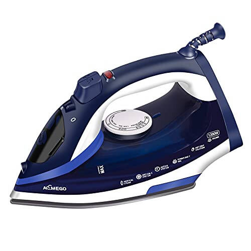 AEMEGO Steam Iron for Clothes Lightweight Portable Iron with Non Stick Ceramic Soleplate Anti Drip Vertical Irons for Ironing Clothes Self-Clean Auto-Off Function Small Size for Home Travel… - 1