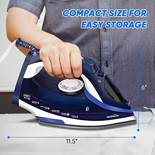 AEMEGO Steam Iron for Clothes Lightweight Portable Iron with Non Stick Ceramic Soleplate Anti Drip Vertical Irons for Ironing Clothes Self-Clean Auto-Off Function Small Size for Home Travel… - 6