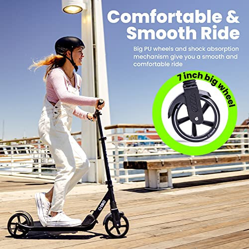 Aero Big Wheels Kick Scooter for Kids Ages 8-12, Teens and Adults. Commuter Adult Scooters with Hand Brake, Rubber mat, Shock Absorption, Foldable and Height Adjustable - 7