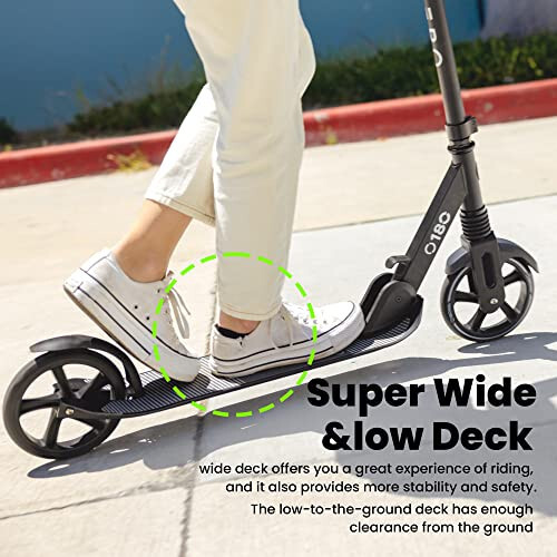 Aero Big Wheels Kick Scooter for Kids Ages 8-12, Teens and Adults. Commuter Adult Scooters with Hand Brake, Rubber mat, Shock Absorption, Foldable and Height Adjustable - 8