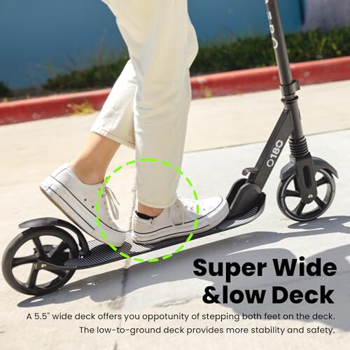 Aero Big Wheels Kick Scooter for Kids Ages 8-12, Teens and Adults. Commuter Adult Scooters with Hand Brake, Rubber mat, Shock Absorption, Foldable and Height Adjustable - 5