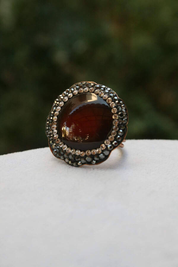 Agate Natural Stone Handmade Adjustable Women's Ring - 1