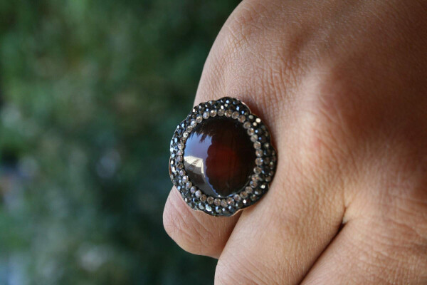 Agate Natural Stone Handmade Adjustable Women's Ring - 2