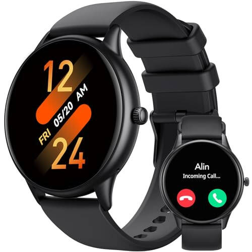 AGPTEK Smart Watch для мужчин и женщин (отвечать/звонить) - Smartwatch для телефонов Android iOS с монитором сердечного ритма, монитором сна, счетчиком шагов, фитнес-трекером с 100+ спортивными режимами, черный - 1