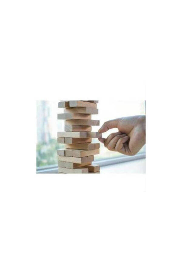 Ahşap Denge Oyunu Jenga 54 Parça Kayın Ağacından 23x7cm Büyük Boy Janga Oyunu Ahşap Kule Gökdelen - 2