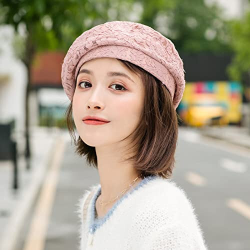 AICHUAN Ayollar uchun chiroyli dantel beret Frantsiya libos beret Vintage yozgi fasinator shlyapalar - 3