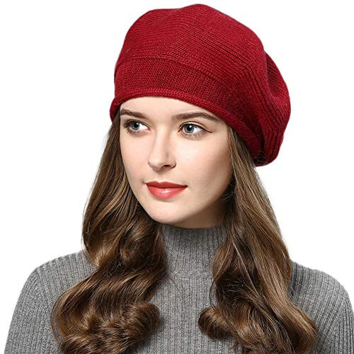 AICHUAN French Style Beret Hat for Women Winter Fall Knit Artist Hats Classic Solid Color Beanie Hat - 1