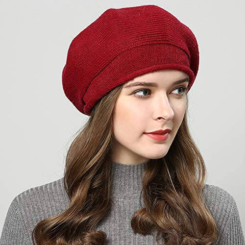 AICHUAN French Style Beret Hat for Women Winter Fall Knit Artist Hats Classic Solid Color Beanie Hat - 2