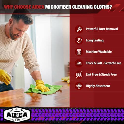 AIDEA Microfiber Cleaning Cloth for Car-24 Pack, 12in.x16in Car Microfiber Towels, Soft & Absorbent Cleaning Cloth, Premium Wash Cloth for House, Kitchen, Car, Shop Towels - 3