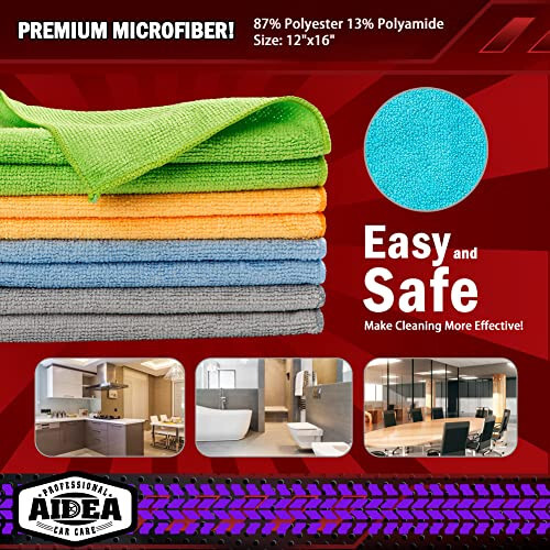 AIDEA Microfiber Cleaning Cloth for Car-24 Pack, 12in.x16in Car Microfiber Towels, Soft & Absorbent Cleaning Cloth, Premium Wash Cloth for House, Kitchen, Car, Shop Towels - 6