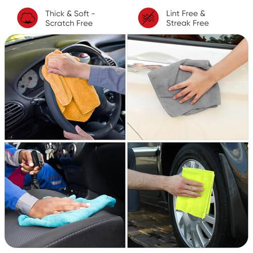 AIDEA Microfiber Cleaning Cloth for Car-24 Pack, 12in.x16in Car Microfiber Towels, Soft & Absorbent Cleaning Cloth, Premium Wash Cloth for House, Kitchen, Car, Shop Towels - 3