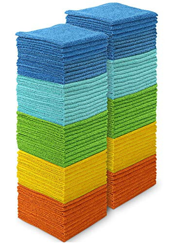 AIDEA Microfiber Cleaning Cloths - 100PK, Soft Absorbent Rags for Cleaning, Lint-Free Towels Cleaning, Kitchen Towels, Microfiber Dusting Cloth for Home, Car, Window, Cleaning Supplies - 12in.x12in. - 1