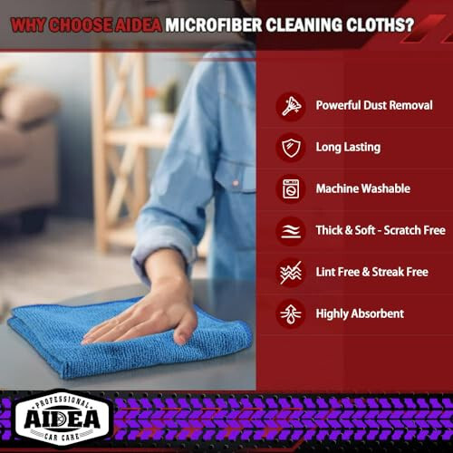 AIDEA Microfiber Cleaning Cloths-50PK, Microfiber Towels for Cars, Premium All-Purpose Car Cloth, Dusting Cloth Cleaning Rags, Absorbent Microfiber Cloth for SUVs, House, Kitchen, Window-12×12 - 4