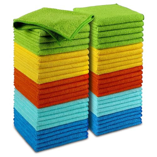 AIDEA Microfiber Cleaning Cloths-50PK, Microfiber Towels for Cars, Premium All-Purpose Car Cloth, Dusting Cloth Cleaning Rags, Absorbent Microfiber Cloth for SUVs, House, Kitchen, Window-12×12 - 1