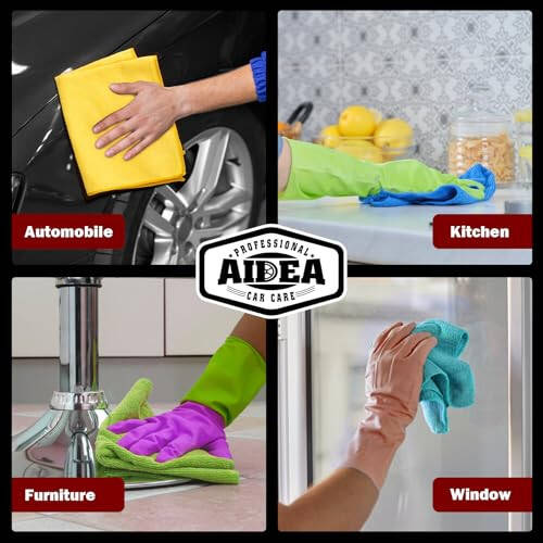 AIDEA Mikrofiber Temizlik Bezleri - 50'li Paket, Arabalar İçin Mikrofiber Havlular, Premium Çok Amaçlı Araba Bezi, Toz Alma Bezi Temizlik Bezleri, SUV'ler, Ev, Mutfak, Pencere İçin Emici Mikrofiber Bez - 12×12 - 8