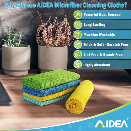 AIDEA Mikrofiber Tozalash Salfetkalari - 50 dona, Ko'p Maqsadli Tozalash Salfetkalari, Uy Uchun Mikrofiber Salfetkalar, Mikrofiber Sochiqlar Tozalash, Oshxona, Avtomobil, Deraza Uchun Toz Salfetkasi (30,5 sm x 30,5 sm) - 4