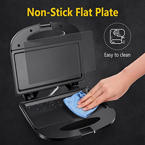 Aigostar Sandwich Maker with Non-stick Deep Grid Surface for Egg, Ham, Steaks Compact Electric Grill Tostadora de Pan Black, ETL Certificated, Roy - 6