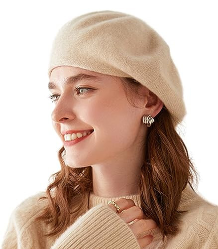 Ailaile Cashmere Berets Beanie Hats Women Winter Warm Merino Wool Fashion Knit Cap - 1