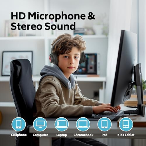 AILIHEN A8 Kablolu Kulaklıklar, Mikrofonlu Kulak Üstü Kulaklıklar, Öğrenciler, Sınıf, Seyahat, Öğrenme İçin Ayarlanabilir, Katlanabilir HD Stereo Ses 3.5mm Jaklı Akıllı Telefonlar, Chromebook, Dizüstü Bilgisayarlar İçin (Kırmızı) - 5