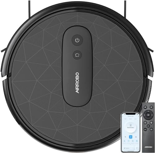 AIRROBO Robot Vacuum Cleaner - Robotic Vacuums with 2800Pa Suction Power, Ideal for Pet Hair, Hard Floors, and Low Carpets - Self-Charging, App Control - 120 Minutes Runtime. - 1