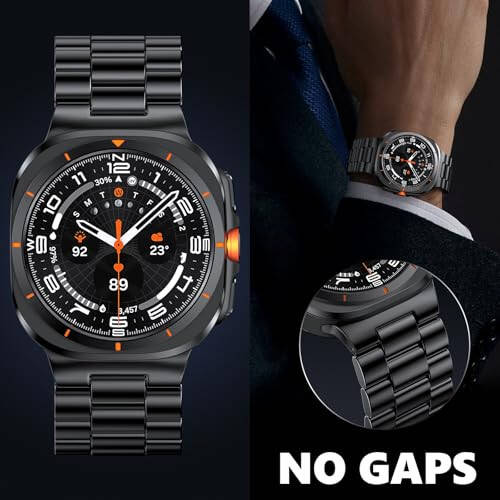 AIRSPO Bands for Galaxy Watch Ultra 47mm (2024), No Gap Metal Business Bracelet Strap Replacement Wristband for Samsung Galaxy Watch 7 Ultra Band Men - 6