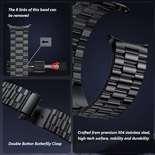 AIRSPO Bands for Galaxy Watch Ultra 47mm (2024), No Gap Metal Business Bracelet Strap Replacement Wristband for Samsung Galaxy Watch 7 Ultra Band Men - 3