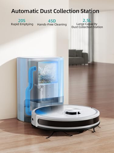 Airzeen Robot Vacuum and Mop,Self-Emptying Robot Vacuum Cleaner,3500Pa Suction,Laser Navigator with Smart Mapping Robotic Vacuums,180Mins Runtime,Schedule,App Control,Ideal for Carpet/Pet Hair - 2