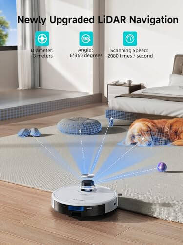 Airzeen Robot Vacuum and Mop,Self-Emptying Robot Vacuum Cleaner,3500Pa Suction,Laser Navigator with Smart Mapping Robotic Vacuums,180Mins Runtime,Schedule,App Control,Ideal for Carpet/Pet Hair - 3