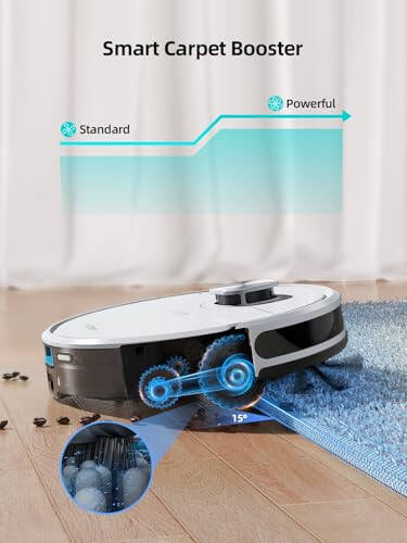 Airzeen Robot Vacuum and Mop,Self-Emptying Robot Vacuum Cleaner,3500Pa Suction,Laser Navigator with Smart Mapping Robotic Vacuums,180Mins Runtime,Schedule,App Control,Ideal for Carpet/Pet Hair - 5