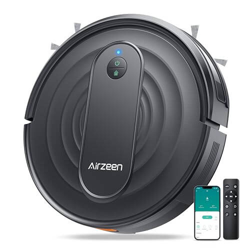 Airzeen Robot Vacuum Cleaner with 3000Pa Suction,Personalized Cleaning Settings,Auto Self-Charging Robotic Vacuum,Carpet Booster,App/Alexa/Remote Control, Ideal for Pet Hair/Hard Floor/Carpet,R7 - 1