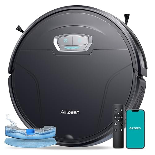 Airzeen Robot Vacuum Cleaner with 4500Pa Strong Suction, 3 in 1 Robot Vacuum and Mop, Carpet Auto-Boost, Self-Charging, 2.9”Slim Design, Remote/App/Alexa Control, Ideal for Pet Hair/Carpet/Hard Floor - 1