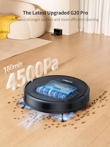 Airzeen Robot Vacuum Cleaner with 4500Pa Strong Suction, 3 in 1 Robot Vacuum and Mop, Carpet Auto-Boost, Self-Charging, 2.9”Slim Design, Remote/App/Alexa Control, Ideal for Pet Hair/Carpet/Hard Floor - 2