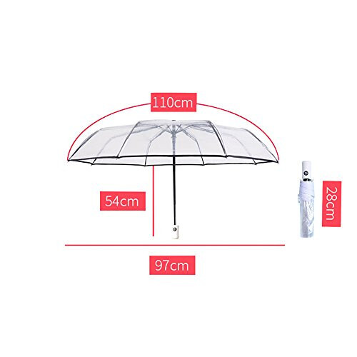 AIXICWXI Full Automatic Folding Transparent Auto Open Close Umbrella Travel Umbrella Tri-fold Clear Rain Umbrella With Frosted Handle Clear Folding Umbrella Windproof - 6