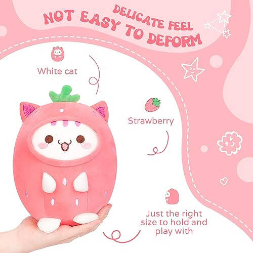 AIXINI Cute Strawberry Cat Plush Pillow 8