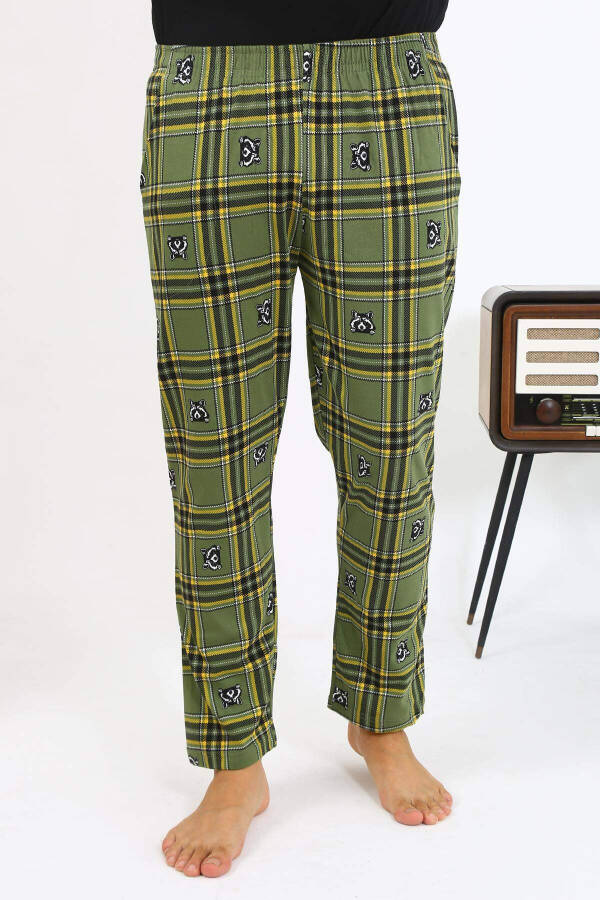 Akbeniz Erkaklar uchun Plaid paxta yagona pastki pijama 27540 Xaki - 5