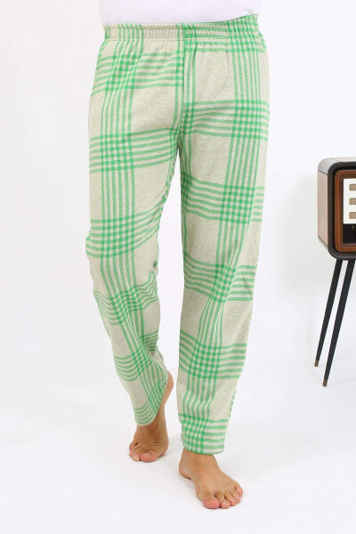 Akbeniz Men's Plaid Cotton Pajama Bottoms 27540 Green - 5