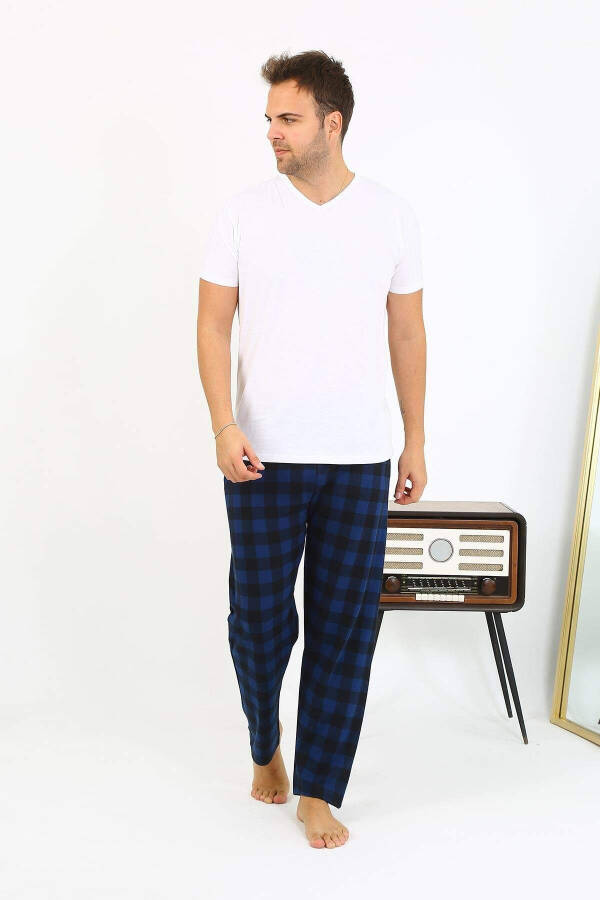 Akbeniz Men's Plaid Cotton Single Bottom Pajama 27540 Black - 1