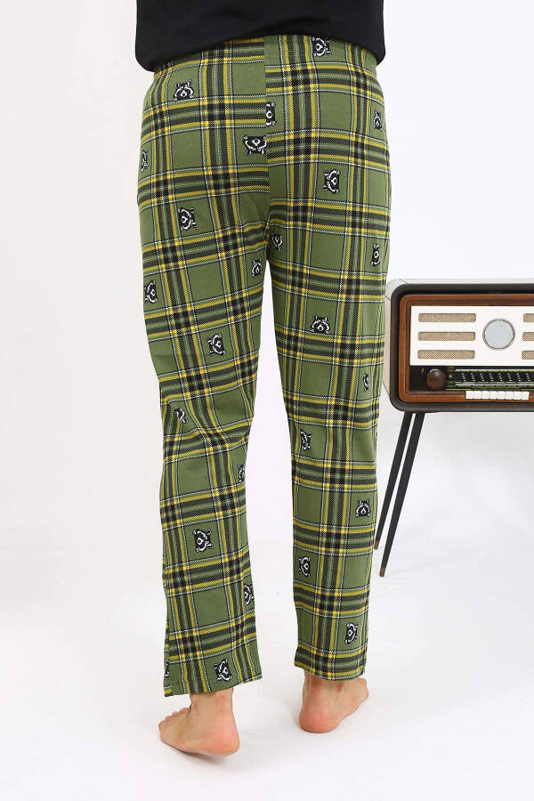 Akbeniz Men's Plaid Cotton Single Bottom Pajama 27540 Khaki - 6