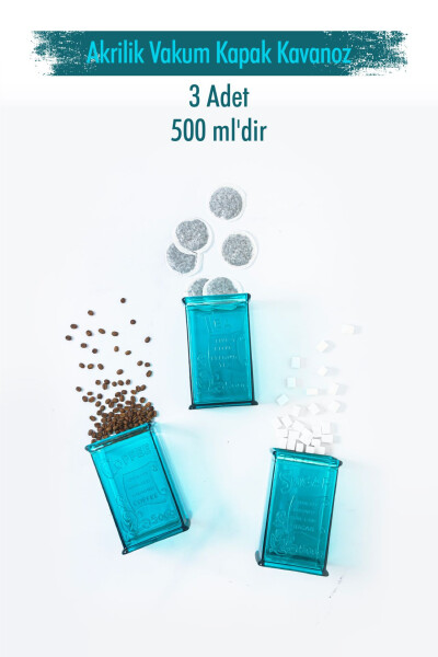 Akril Aquamarin Shakar Qahva Choy Kavanozi 500 Ml (Vakuum Qopqoq) - 1