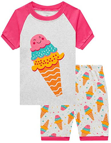 Akyzic Little Girls Pajamas 100% Cotton Short Sleeve Pjs Toddler Summer Sleepwear Kids Clothes Set 3t-10t - 31