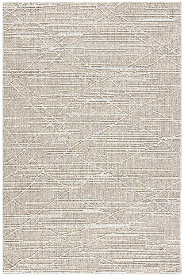 Alba Beige Cream Geometric Striped Non-Shedding Living Room Corridor Balcony Terrace Garden Sitting Room Rug 19232a - 10