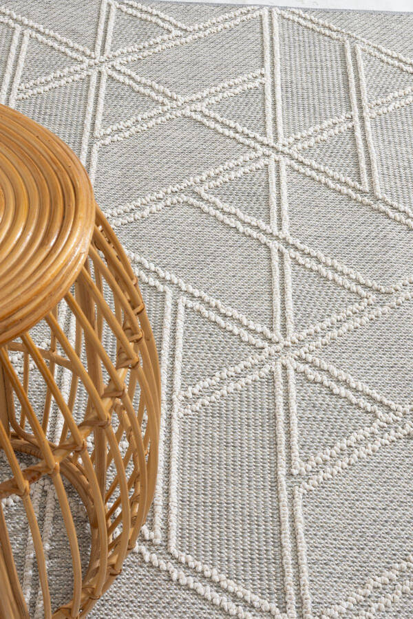 Alba Gray Cream Geometric Striped Non-Shedding Living Room Corridor Balcony Terrace Garden Seating Room Rug 19241A - 15