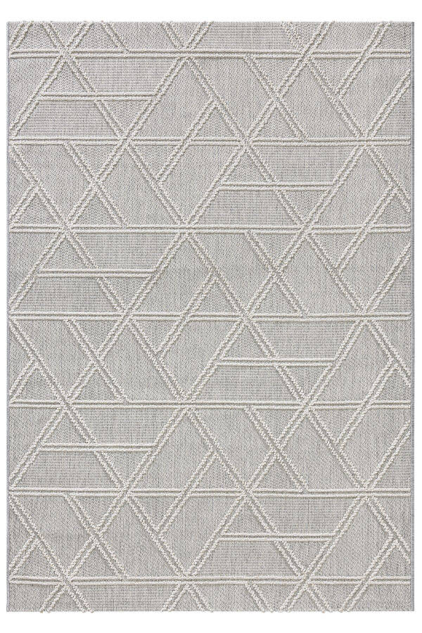 Alba Gray Cream Geometric Striped Non-Shedding Living Room Corridor Balcony Terrace Garden Seating Room Rug 19241A - 3