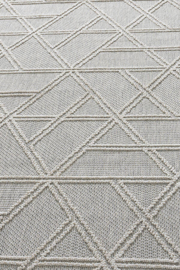 Alba Gray Cream Geometric Striped Non-Shedding Living Room Corridor Balcony Terrace Garden Seating Room Rug 19241A - 6