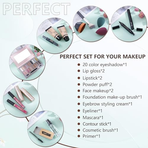 All in One Makeup Kit for Women includes 20 Colors Eyeshadow Palette, Foundation & Face Primer, Makeup Brush, Makeup Sponge, Eyebrow Soap, Winged Eyeliner Stamp Gift Set. - 7