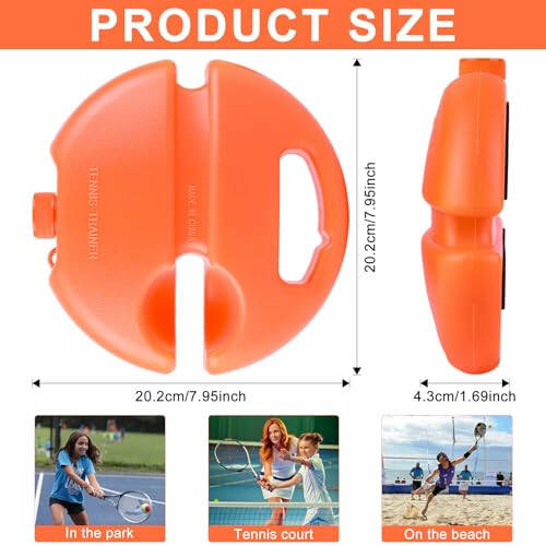 ALLOMN Tennis Trainer Rebound Ball, Tennis Training Tool for Self Tennis Practice, Solo Tennis Exercise Equipment Sports Tool, Portable Tennis Rebounder Kit for Adults Beginners Single Player-Orange - 5