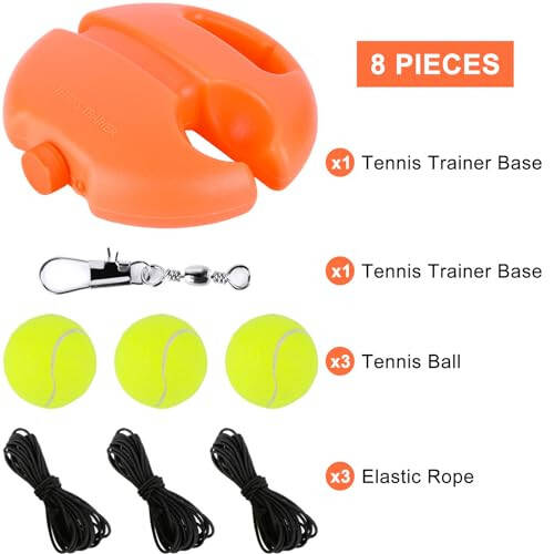 ALLOMN Tennis Trainer Rebound Ball, Tennis Training Tool for Self Tennis Practice, Solo Tennis Exercise Equipment Sports Tool, Portable Tennis Rebounder Kit for Adults Beginners Single Player-Orange - 6