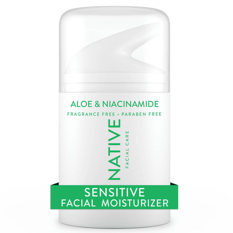 Aloe va Niacinamide bilan sezgir teri uchun tabiiy yuz namlagich, hidi yo'q, 1,7 untsiya - 1