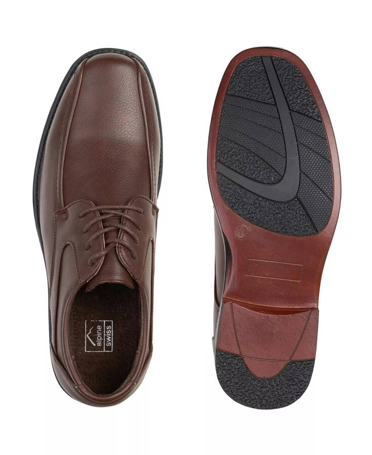 AlpineSwiss Erkek Oxford Elbise Ayakkabısı Bağcıklı Deri Astarlı Beyzbol Dikişli Loafer Kahverengi - 3