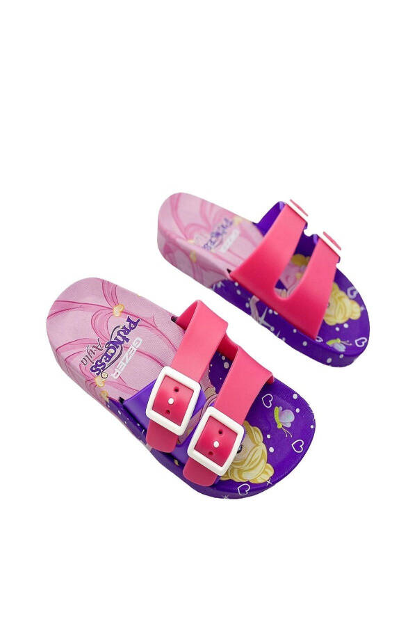 Altuntaş - Alya Figured Girls' Slippers Model - Purple - Fuchsia - 14